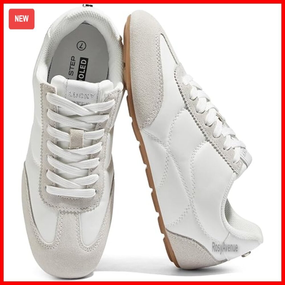 Women's Retro Sneakers Thin Sole Anti-Slip Cow Suede Lightweight Walking Shoes